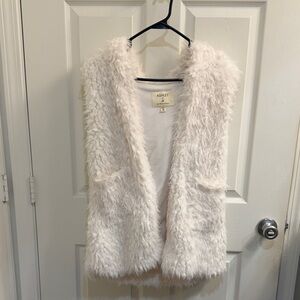 White Fluffy Hooded Vest